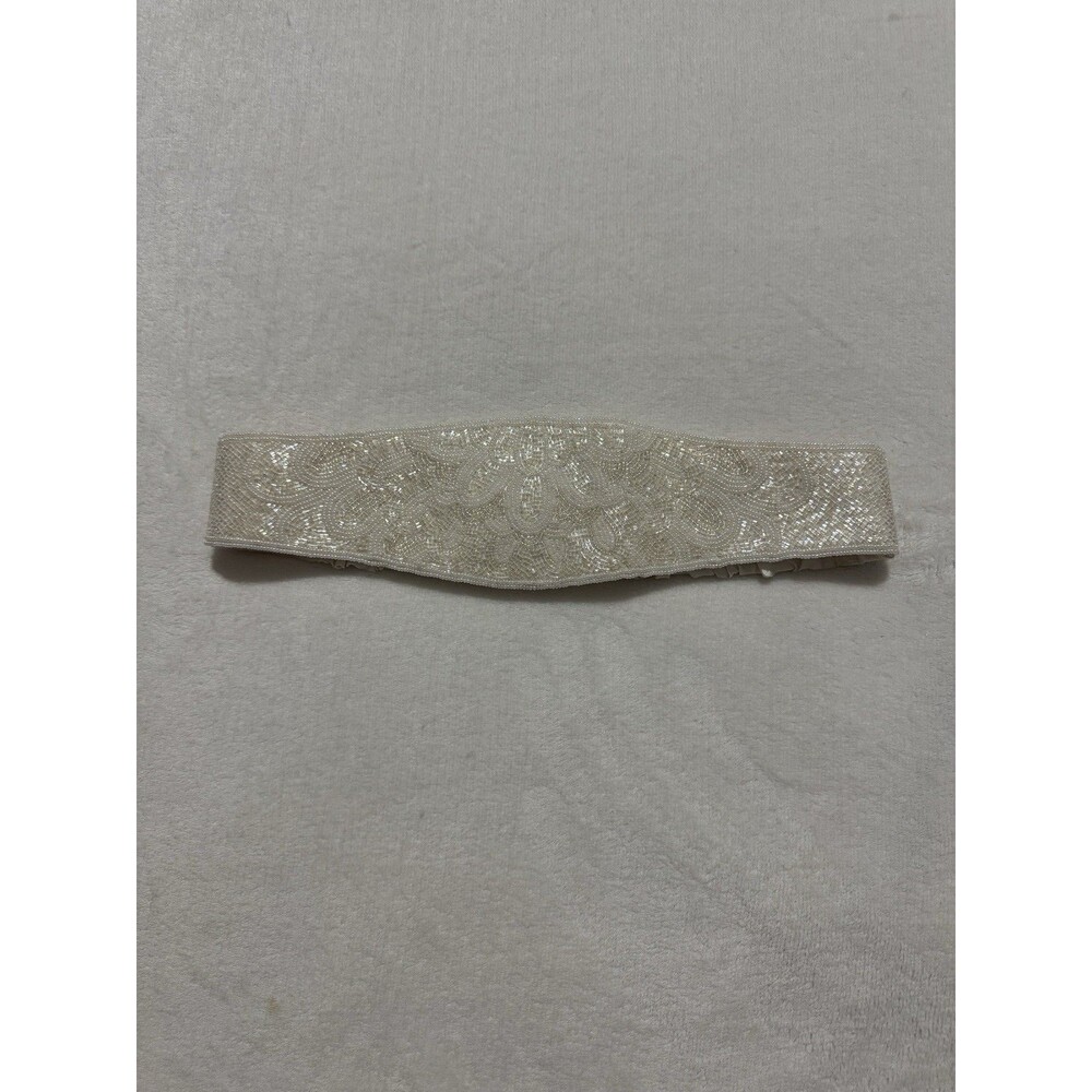 Art Deco Beaded Belt White Vintage Retro Cummerbund Ladies One Size